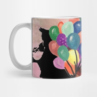 A girl holding balloons Mug